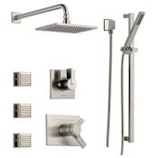 Delta TempAssure 17T Series Thermostatic Shower System with Integrated Volume Control, Shower Head, 3 Body Sprays and Hand Shower - Includes Rough-In Valves Brilliance Stainless