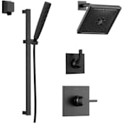 Delta Monitor 14 Series Single Function Pressure Balanced Shower System with Shower Head, and Hand Shower - Includes Rough-In Valves Matte Black