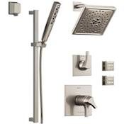 Delta Monitor 17 Series Dual Function Pressure Balanced Shower System with Integrated Volume Control, Shower Head, 2 Body Sprays and Hand Shower - Includes Rough-In Valves Brilliance Stainless