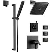 Delta TempAssure 17T Series Thermostatic Shower System with Integrated Volume Control, Shower Head, 3 Body Sprays and Hand Shower - Includes Rough-In Valves Matte Black
