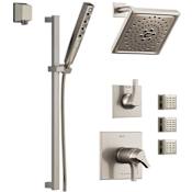 Delta TempAssure 17T Series Thermostatic Shower System with Integrated Volume Control, Shower Head, 3 Body Sprays and Hand Shower - Includes Rough-In Valves Brilliance Stainless