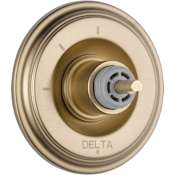 Delta Cassidy Three Function Diverter Valve Trim Less Rough-In Valve - Two Independent Positions, One Shared Position Champagne Bronze