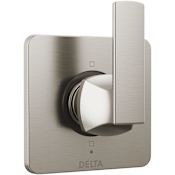 Delta Velum Six Function Diverter Valve Trim Less Rough-In Valve - Three Independent Positions, Three Shared Positions Brilliance Stainless