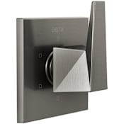 Delta Trillian Six Function Diverter Valve Trim Less Rough-In Valve - Three Independent Positions, Three Shared Positions Lumicoat Black Stainless