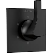 Delta Zura Six Function Diverter Valve Trim Less Rough-In Valve - Three Independent Positions, Three Shared Positions Matte Black