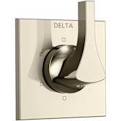 Delta Zura Six Function Diverter Valve Trim Less Rough-In Valve - Three Independent Positions, Three Shared Positions Brilliance Polished Nickel