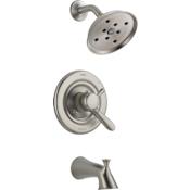 Delta Lahara Monitor 17 Series Dual Function Pressure Balanced Tub and Shower with H2Okinetic Shower Head and Integrated Volume Control - Less Rough-In Valve Brilliance Stainless