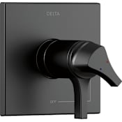 Delta Zura TempAssure 17T Series Dual Function Thermostatic Mixing Valve Trim Only with Integrated Volume Control - Less Rough-In Valve Matte Black