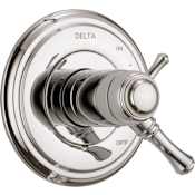 Delta Cassidy Thermostatic Valve Trim Only with Single Lever Handle and Volume Control - Less Rough In Brilliance Polished Nickel