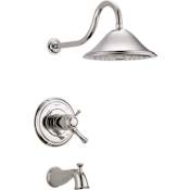 Delta Cassidy Tub and Shower Trim Package with 2.5 GPM Single Function Shower Head Brilliance Polished Nickel