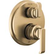 Delta Tetra 14 Series Pressure Balanced Valve Trim with Integrated 3 Function Diverter for Two Shower Applications - Less Rough-In Lumicoat Champagne Bronze