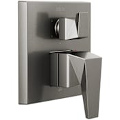 Delta Trillian 14 Series Pressure Balanced Valve Trim with Integrated 6 Function Diverter for Three Shower Applications - Less Rough-In Lumicoat Black Stainless