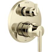 Delta Trinsic 14 Series Pressure Balanced Valve Trim with Integrated 6 Function Diverter for Three Shower Applications - Less Rough-In Brilliance Polished Nickel