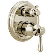 Delta Cassidy Pressure Balanced Valve Trim with Integrated 6 Function Diverter for Three Shower Applications - Less Rough-In Brilliance Polished Nickel