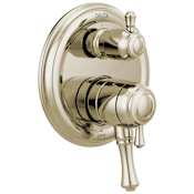 Delta Cassidy Pressure Balanced Valve Trim with Integrated Volume Control and 3 Function Diverter for Two Shower Applications - Less Rough-In Brilliance Polished Nickel