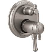 Delta Cassidy Thermostatic Valve Trim with Integrated Volume Control and 3 Function Diverter for Two Shower Applications - Less Rough-In Brilliance Stainless
