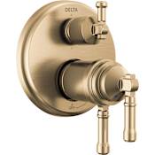Delta Broderick 17T Series Thermostatic Valve Trim with Integrated Volume Control and 6 Function Diverter for Three Shower Applications - Less Rough-In Lumicoat Champagne Bronze
