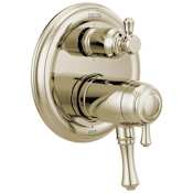 Delta Cassidy Thermostatic Valve Trim with Integrated Volume Control and 6 Function Diverter for Three Shower Applications - Less Rough-In Brilliance Polished Nickel
