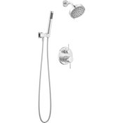 Delta Modern Round Non Shared Shower System with Shower Head, Hand Shower, Shower Arm, and Hose Chrome