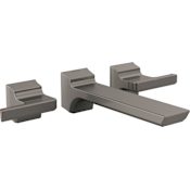 Delta Pivotal 1.2 GPM Wall Mounted Widespread Bathroom Faucet - Less Drain Lumicoat Black Stainless