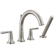 Delta Saylor Deck Mounted Roman Tub Filler with Built-In Diverter and Included Hand Shower - Less Rough In Brilliance Stainless
