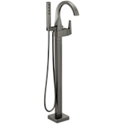 Delta Trillian Floor Mounted Tub Filler with Integrated Diverter and Hand Shower - Less Rough In Lumicoat Black Stainless