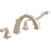 Delta Dryden Deck Mounted Roman Tub Filler Trim with Lever Handles - Includes Personal Hand Shower Brilliance Polished Nickel