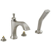 Delta Dorval Deck Mounted Roman Tub Filler with H2Okinetic Hand Shower - Less Rough-In Brilliance Stainless