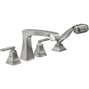 Delta Ashlyn Deck Mounted Roman Tub Filler with Built-In Diverter - Includes Hand Shower Brilliance Stainless