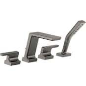 Delta Pivotal Deck Mounted Tub Filler with Built-in Diverter - Includes Hand Shower Lumicoat Black Stainless