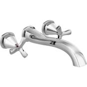Delta Stryke Double Handle Wall Mounted Tub Filler Trim with Helo Style Handles - Less Rough In Lumicoat Chrome