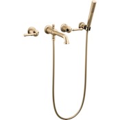 Delta Broderick Two Handle Wall Mounted Tub Filler with Hand Shower - Less Handles and Rough-In Lumicoat Champagne Bronze