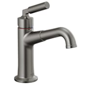 Delta Bowery 1.2 GPM Single Hole Bathroom Faucet with Push Pop-Up Drain Assembly - Limited Lifetime Warranty Black Stainless