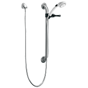 Delta 2.5 GPM Commercial Single Function Hand Shower with Grab Bar, Hose, and Wall Supply - Limited Lifetime Warranty Brilliance Stainless
