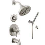 Delta Saylor Monitor 17 Series Dual Function Pressure Balanced Tub and Shower System with Integrated Volume Control, Shower Head, and Hand Shower - Includes Rough-In Valves Brilliance Stainless