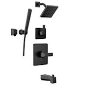 Delta Velum Monitor 14 Series Pressure Balanced Tub and Shower System with Shower Head, and Hand Shower Set - Includes Rough-In Valves Matte Black