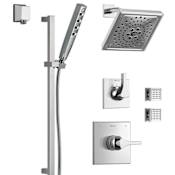 Delta Monitor 14 Series Single Function Pressure Balanced Shower System with Shower Head, 2 Body Sprays and Hand Shower - Includes Rough-In Valves Chrome