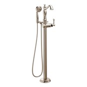 Delta Cassidy Floor Mounted Tub Filler with Built-In Diverter - Includes Hand Shower Brilliance Polished Nickel