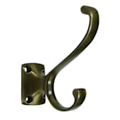 Deltana Double Prong Coat and Hat Hook Antique Brass