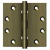 Deltana 4-1/2" x 4-1/2" Ball Bearing Square Corner Full Mortise Hinge - Pair Antique Brass