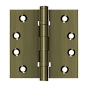 Deltana 4" x 4" Solid Brass Square Corner Ball Bearing Full Mortise Hinge - Pair Antique Brass