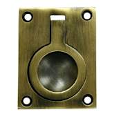 Deltana Solid Brass 2-1/2" x 1-7/8" Flush Ring Pull for Sliding Doors and Drawers Antique Brass