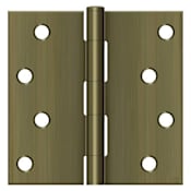 Deltana Steel 4" x 4" Square Corner Plain Bearing Mortise Hinges - Zig Zag - Pair Antique Brass
