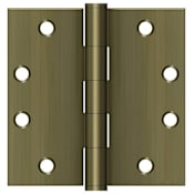 Deltana Commercial 4.5" x 4.5" Square Corner Plain Bearing Mortise Hinge - Pair Antique Brass