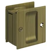 Deltana Solid Brass Passage Pocket Door Lock| 2-1/2" x 2-3/4" Antique Brass