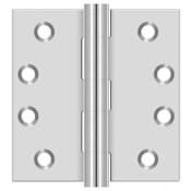Deltana 4" x 4" Stainless Steel Square Corner Plain Bearing Mortise Hinge - Pair Polished Stainless Steel