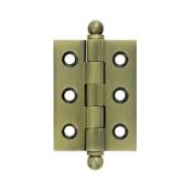 Deltana 2" x 1-1/2" Solid Brass Cabinet Hinge with Ball Tip Finials - 10 Pack Antique Brass