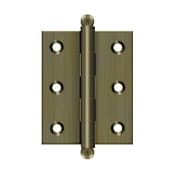 Deltana 2-1/2" x 2" Solid Brass Cabinet Hinge with Ball Tip Finials Antique Brass