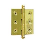 Deltana 3" x 2" Solid Brass Cabinet Hinge with Ball Tip Finials - Pair Antique Brass