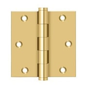 Deltana 3-1/2 x 3-1/2 Ball Bearing Square Corner Full Mortise Hinge - Pair Lifetime Brass